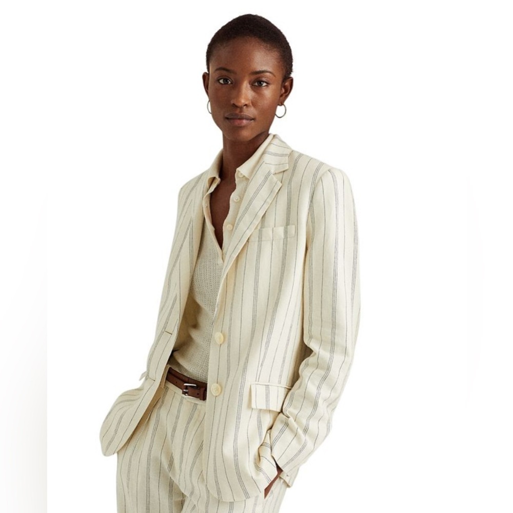 Lauren Ralph Lauren Women’s Linen Blend Pinstripe Blazer New with tags. Size 16
